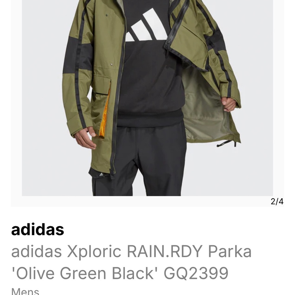 Adidas Men's Olive Green and Black Parka